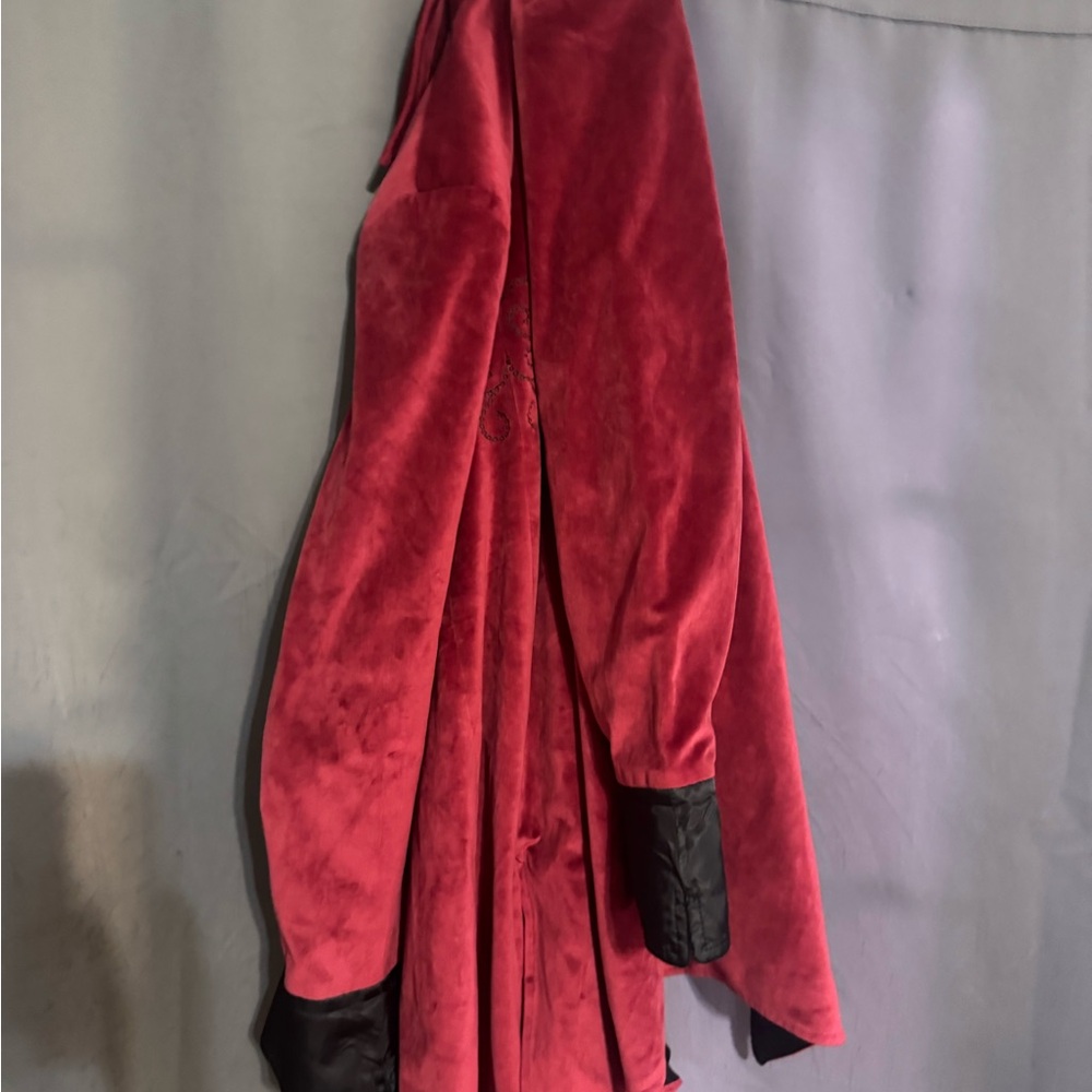 Red Velvet Coat with Black Accents